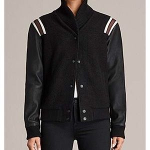 All Saints Black and Brown Varsity Jacket